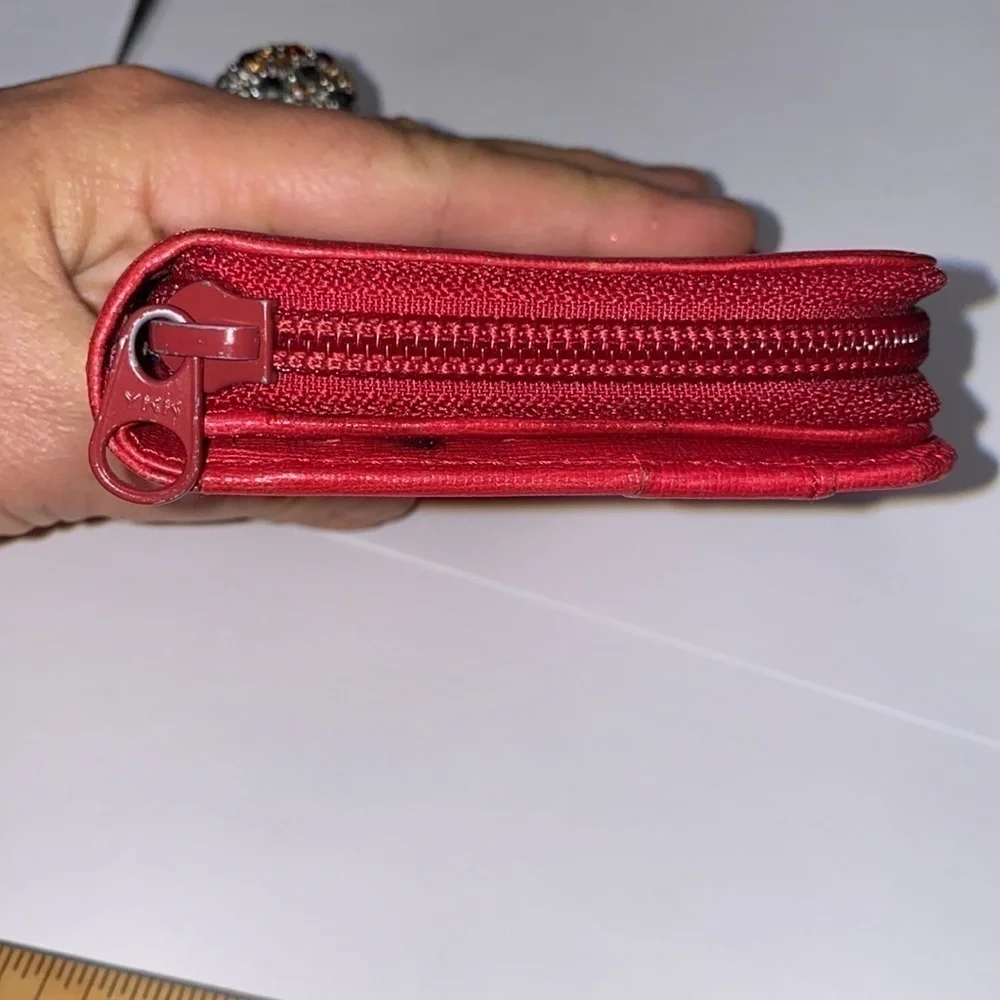 Christian Garets Paris Red Bifold Zip Snap Wallet